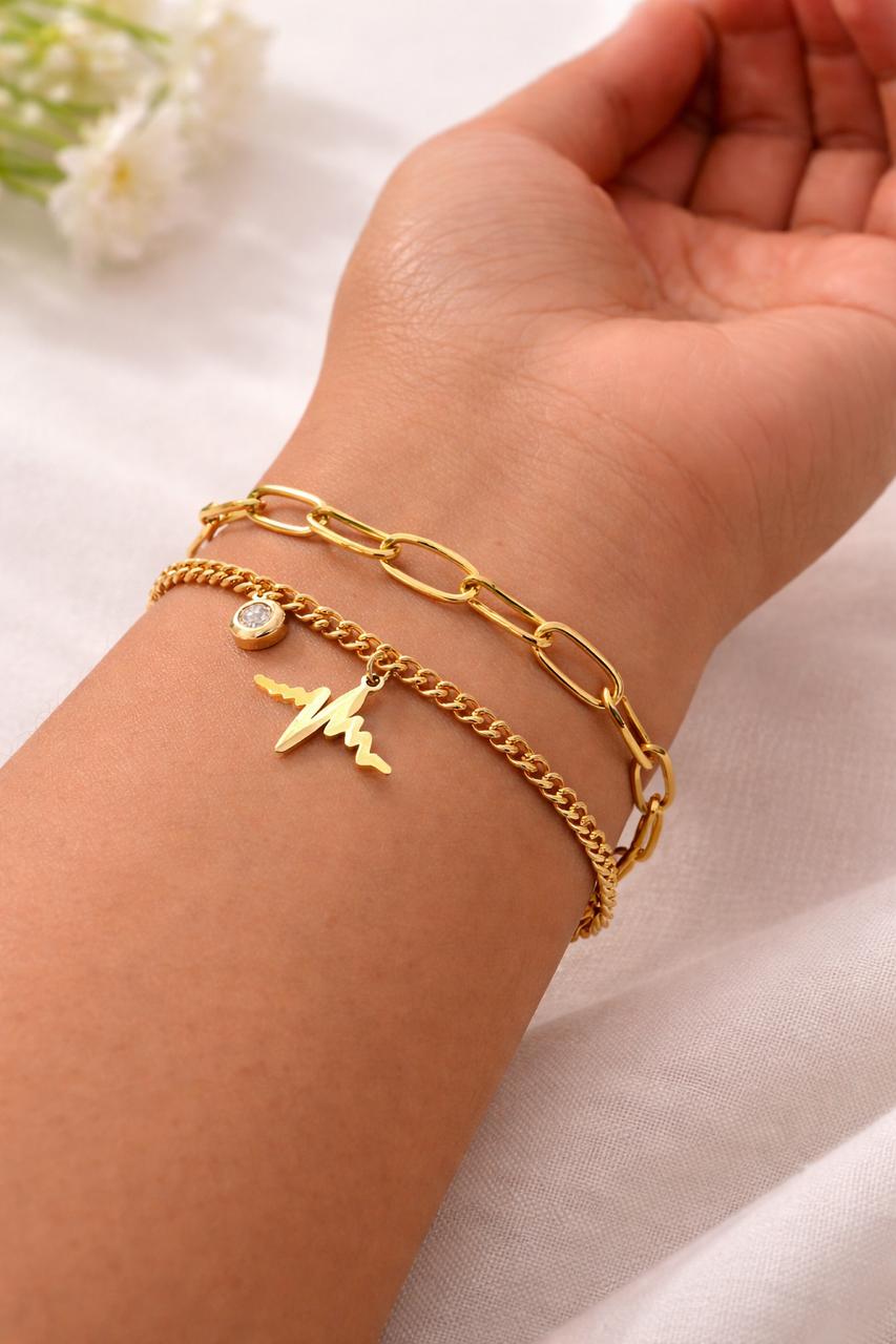 Anti-Tarnish Double layer charm Bracelet