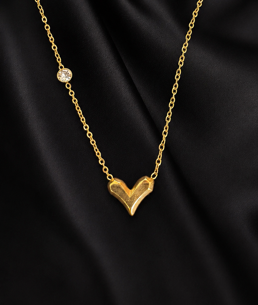 Golden Stone Heart Necklace