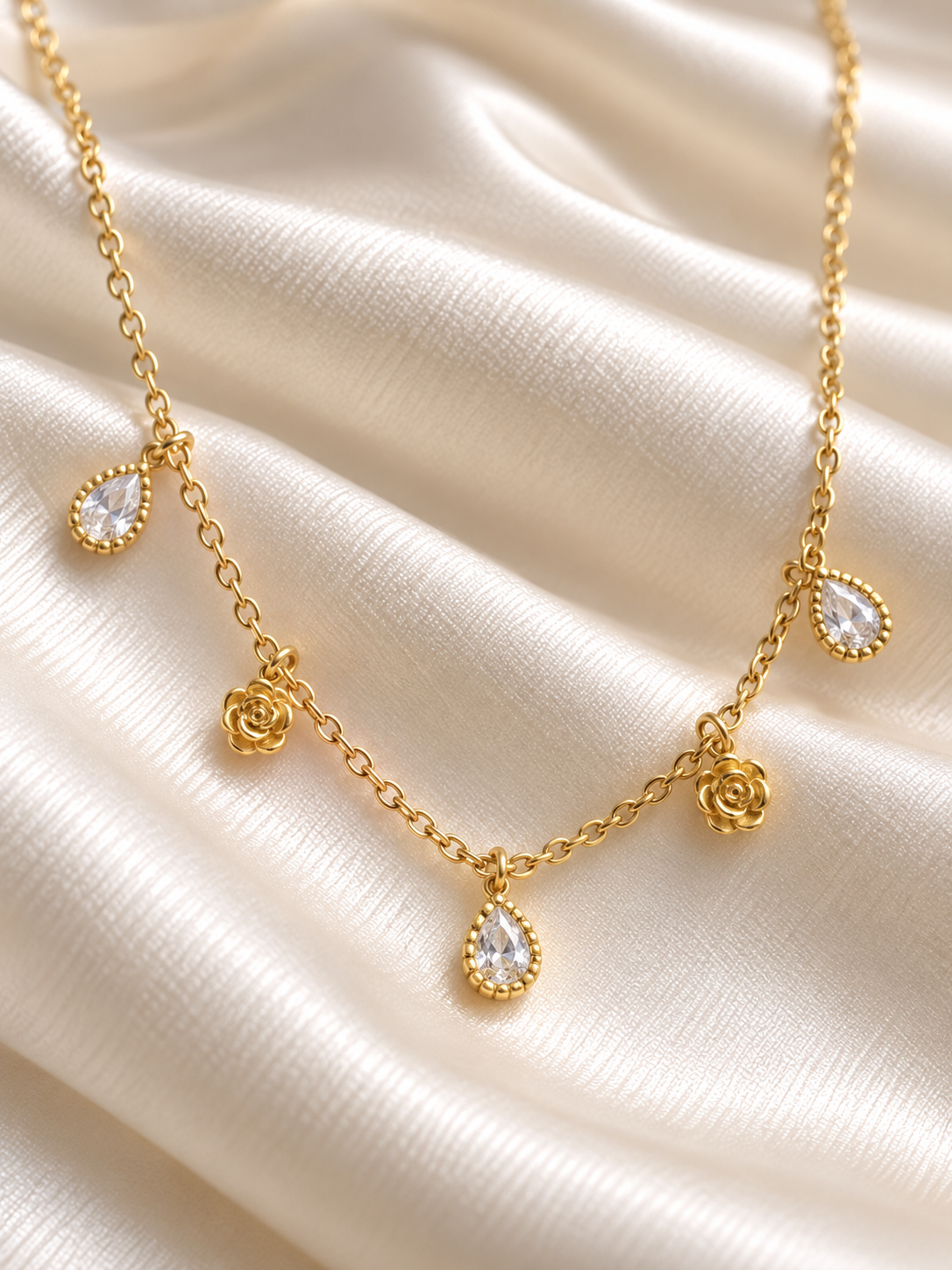 Flower stone charm Necklace
